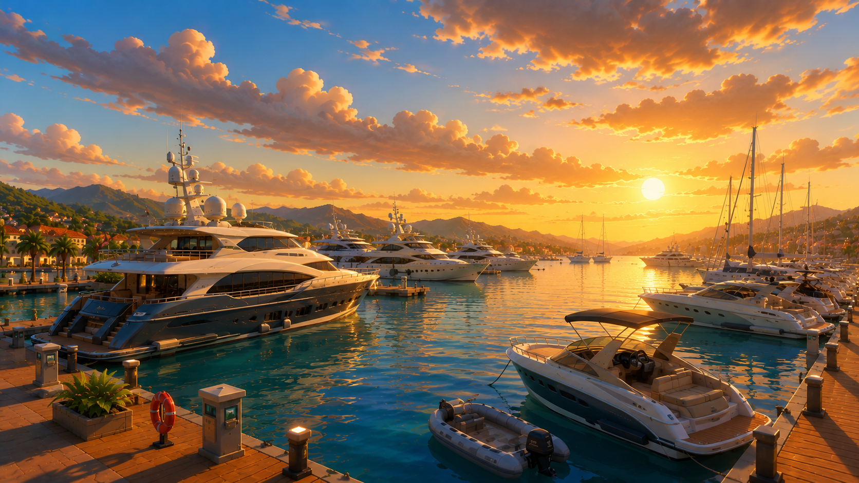 Charter yacht at anchor